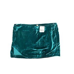 FREE PEOPLE ANNALISE GREEN VELVET MINI SKIR, SIDE SLIT, WHIMSYGOTH, FAIRYCORE, 0